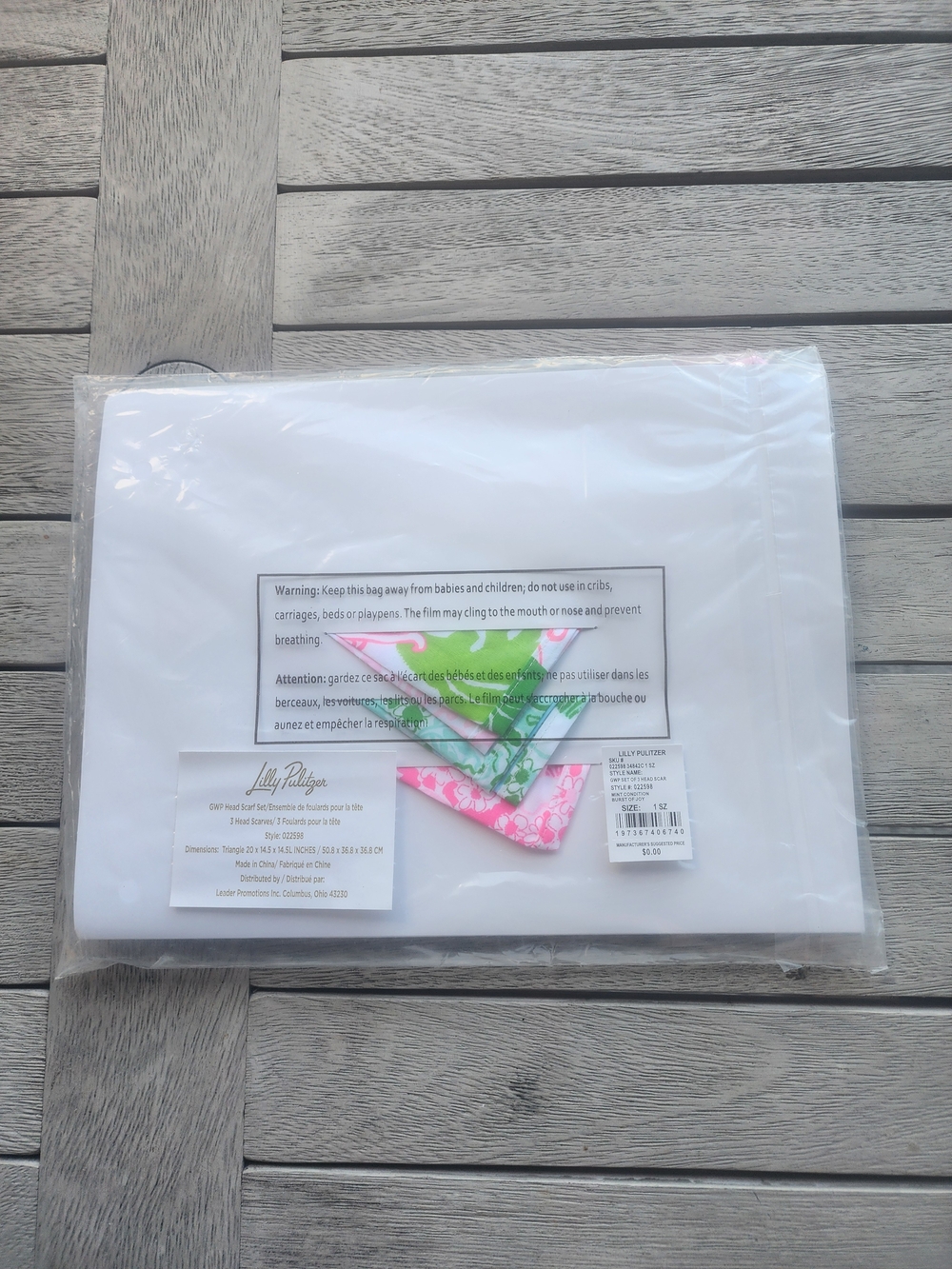 Lilly Pulitzer Floral Bandana Set - Pink & Green - Picture 2 of 3